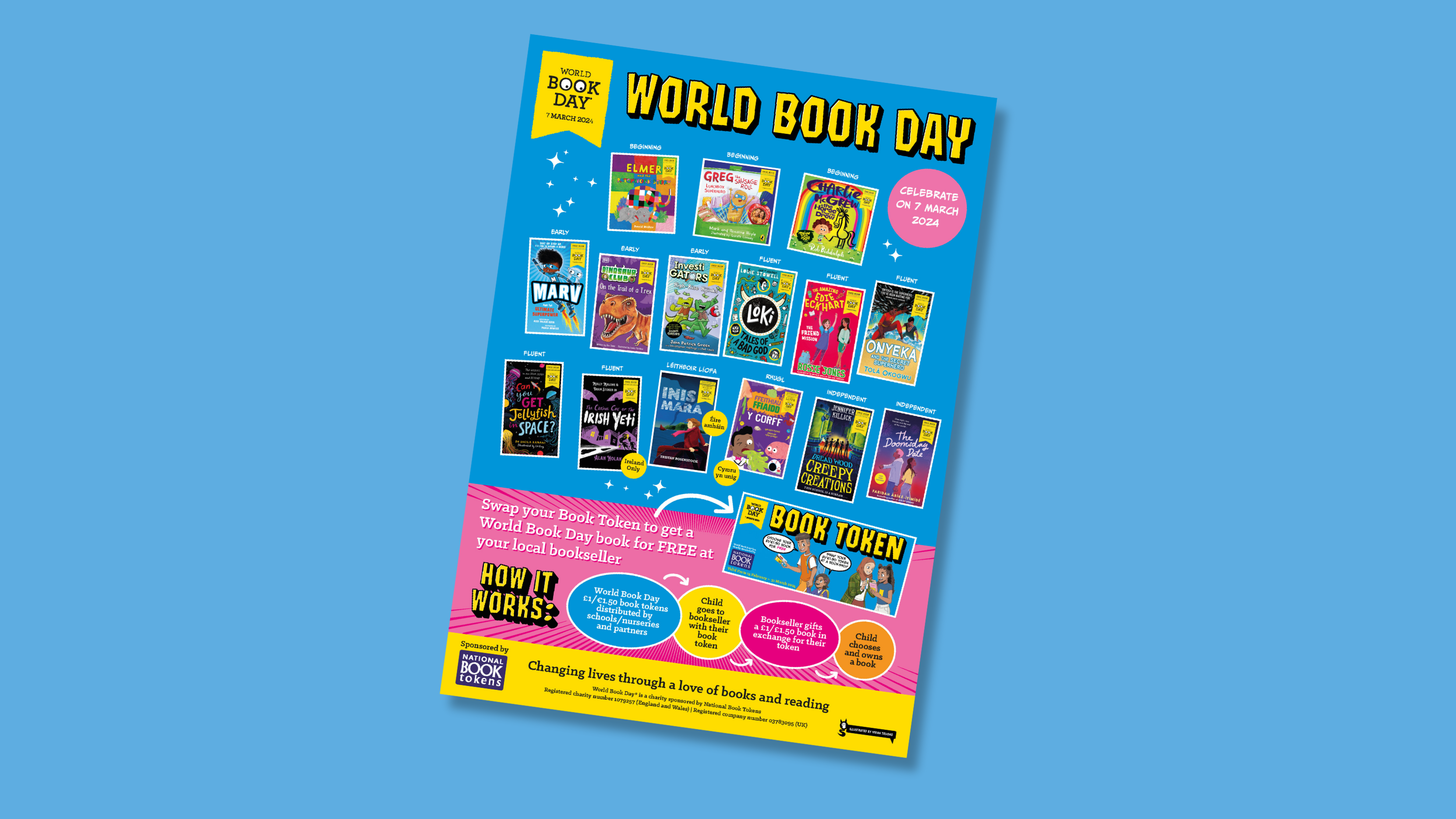 World Book Day 2024 £1/€1.50 book token exchange poster World Book Day